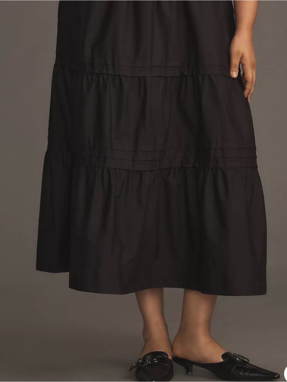 Anthropologie Black Tiered Midi Skirt
